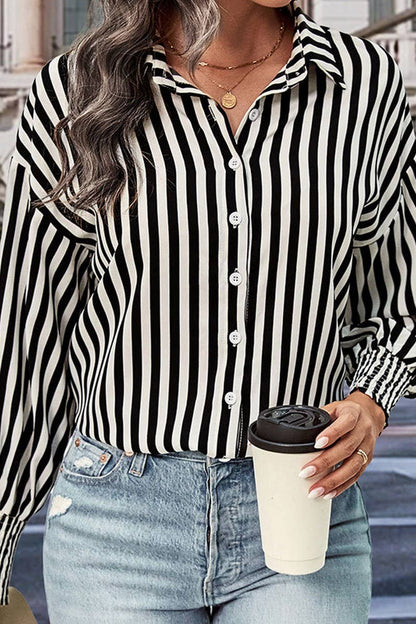 Black/White Striped Button Up Blouse