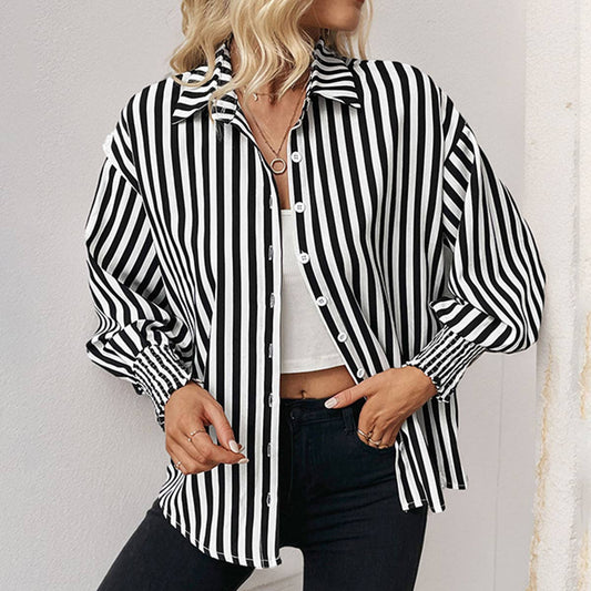 Black/White Striped Button Up Blouse