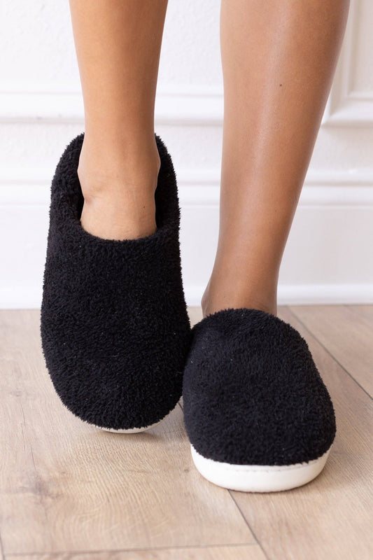 Plushy Black Slippers
