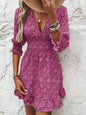 Boho print short sleeve floral mid-length dress