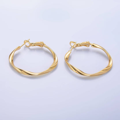 Dainty Gold Twisted Hinge Hoop Earrings