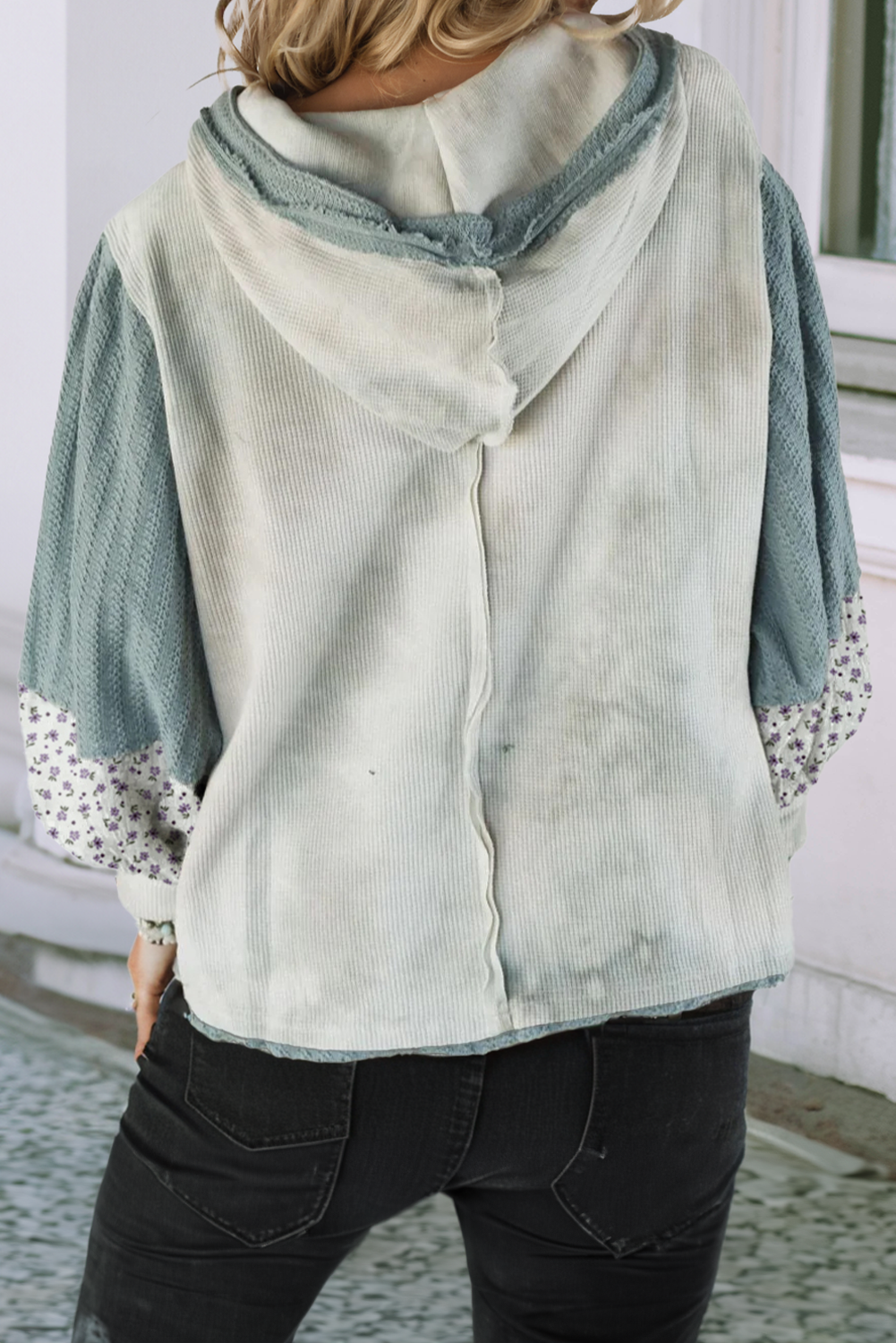 Textured Colorblock Floral  Top