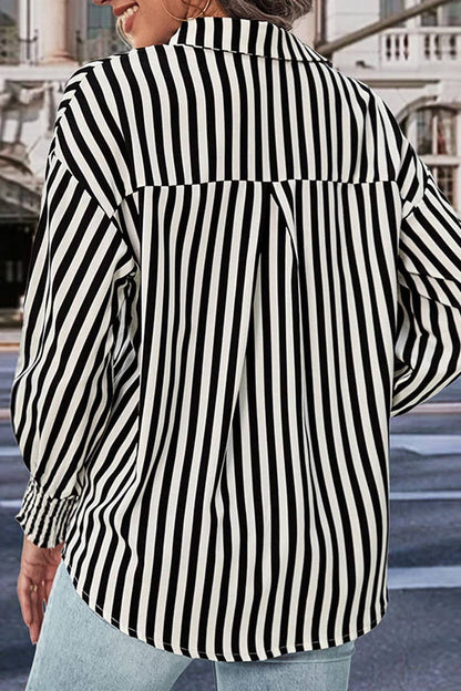 Black/White Striped Button Up Blouse