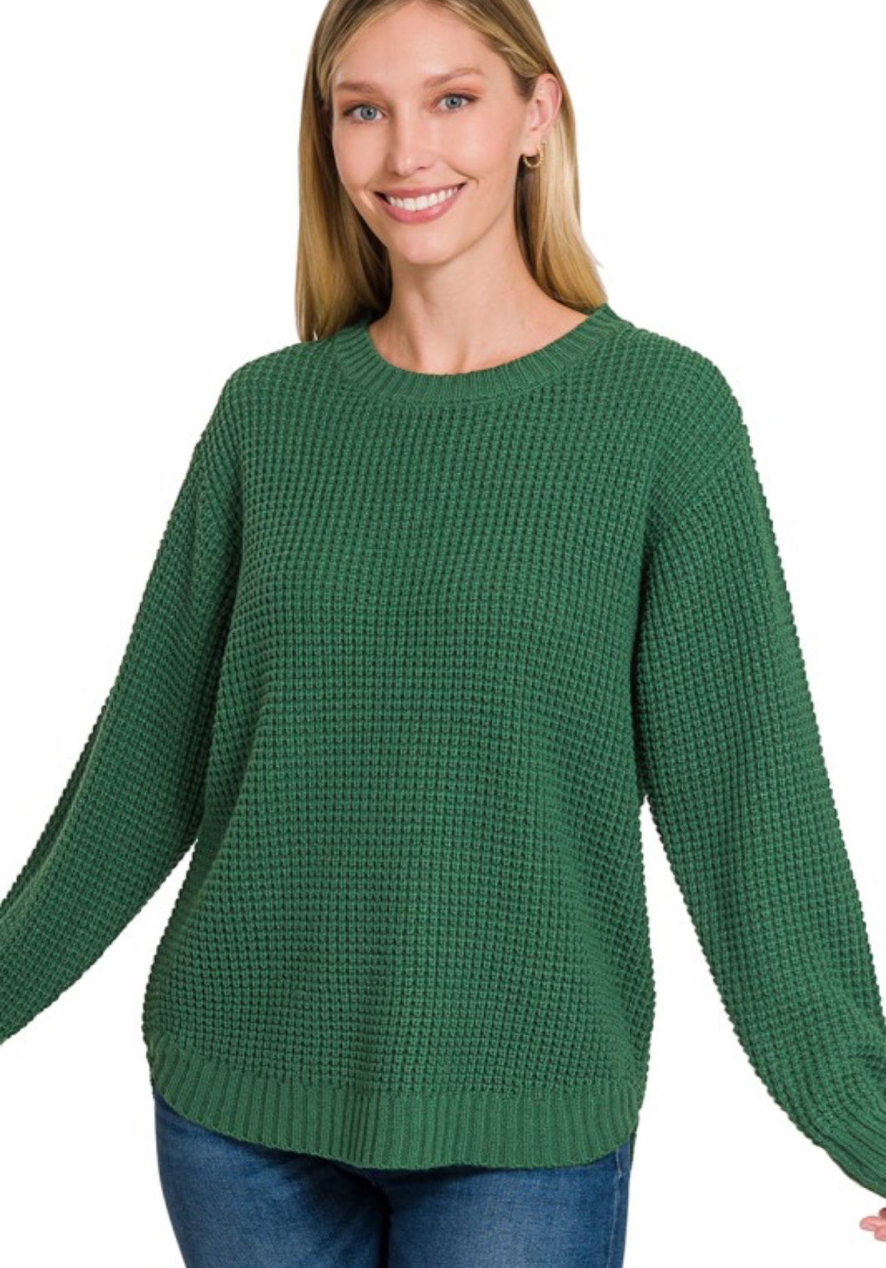 Hi-Low Waffle Sweater