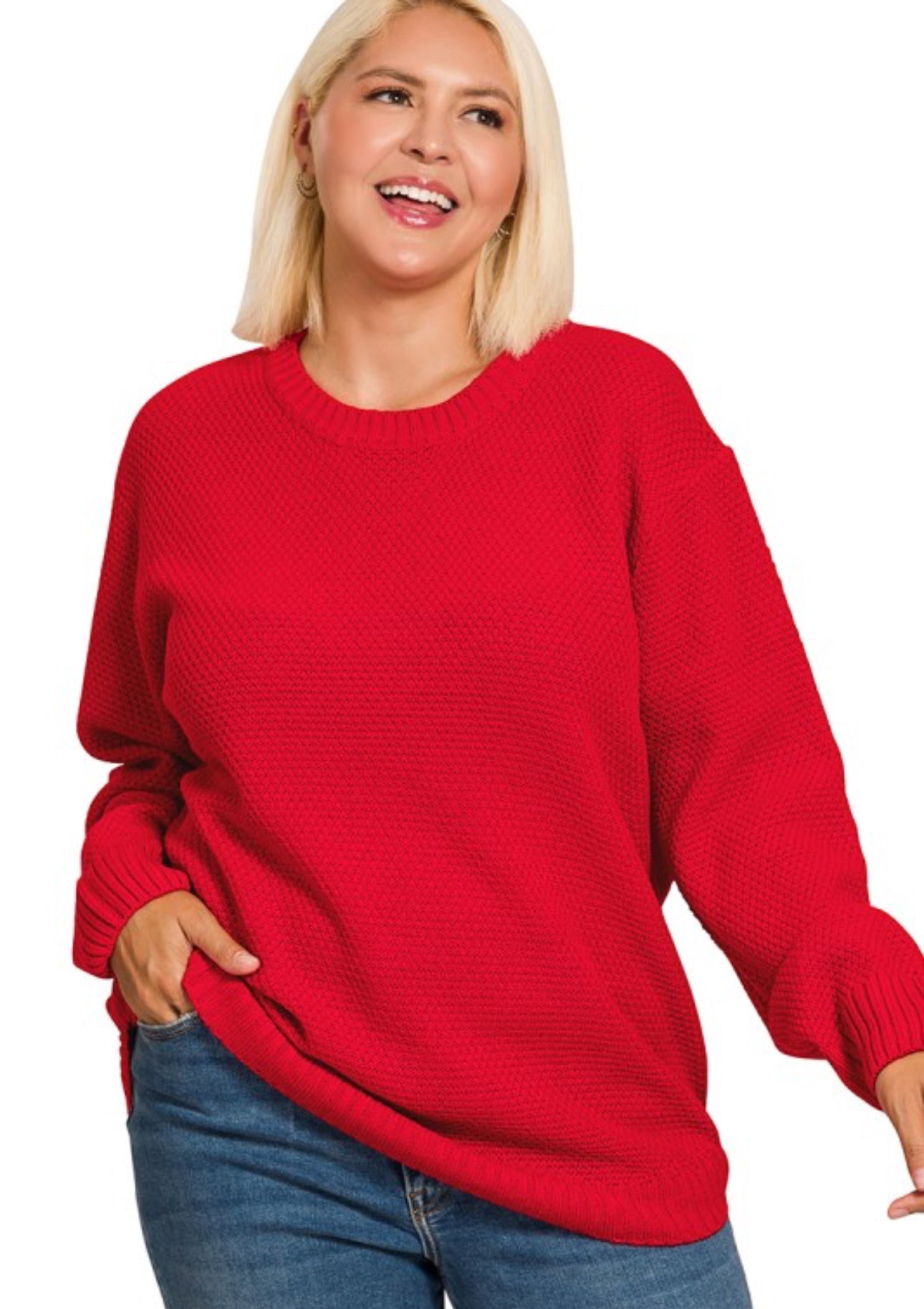 Plus Size Waffle Sweater