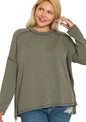 Plus Size Ribbed Long Sleeve Top