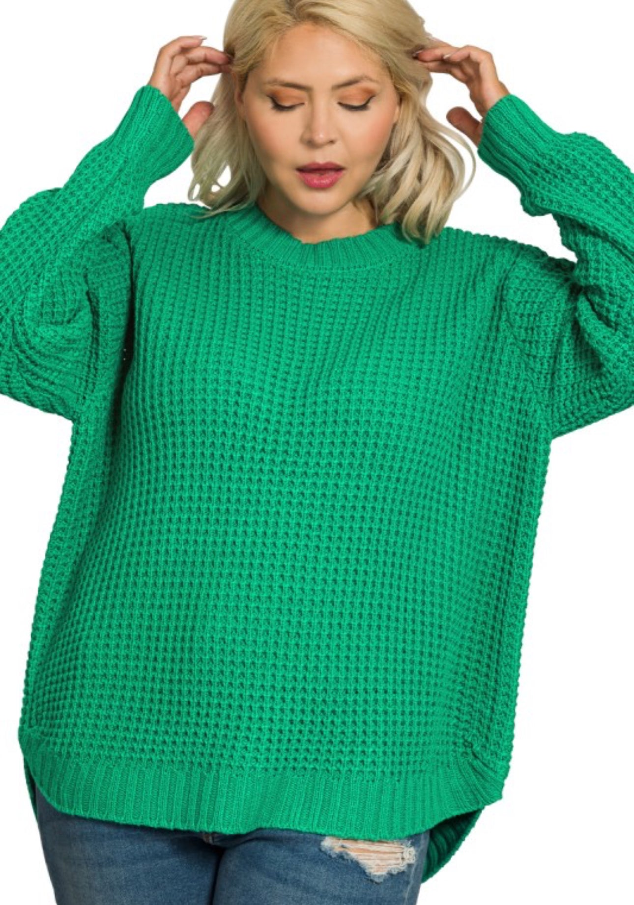 Plus Size Waffle Sweater