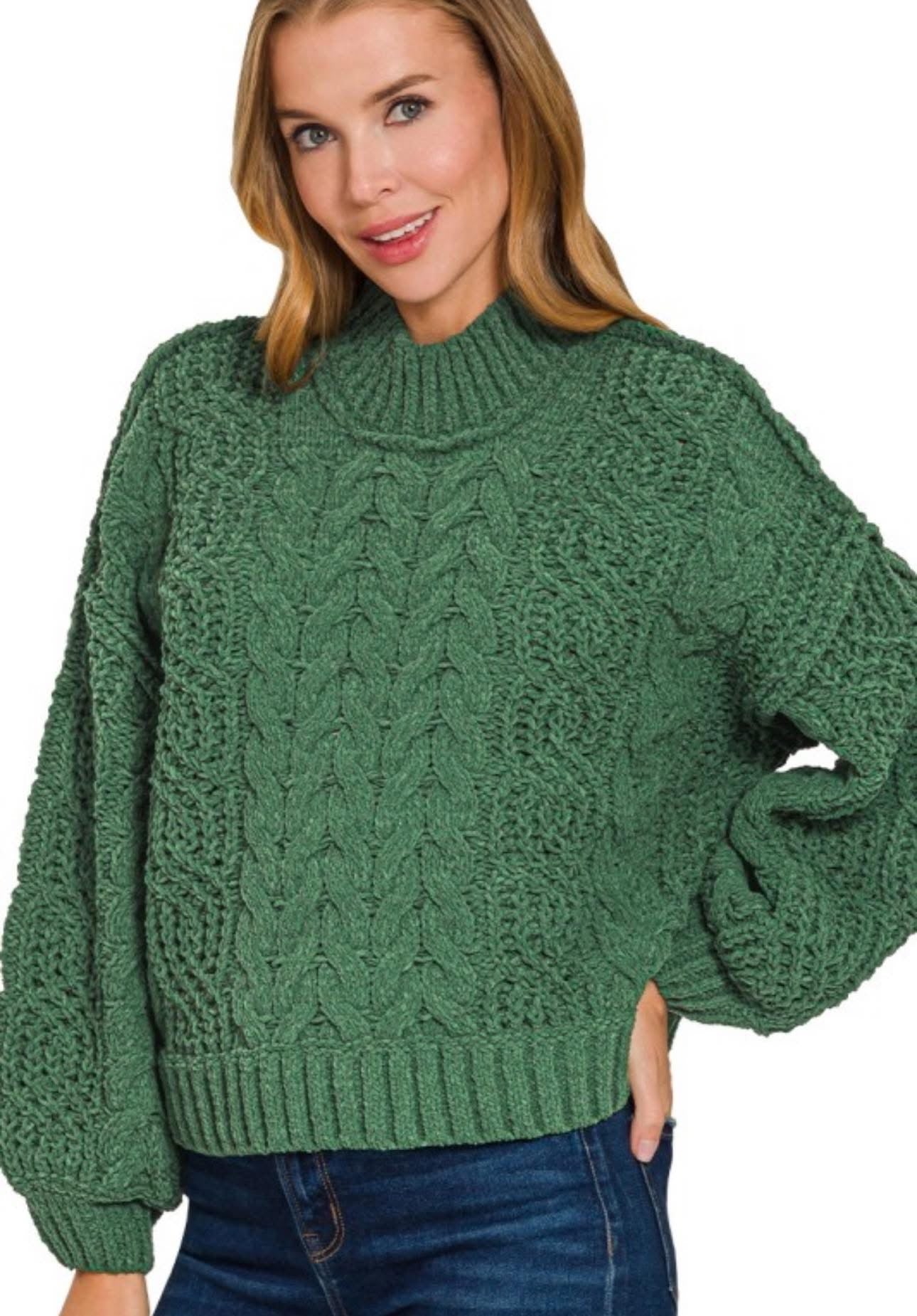 Green Cabled Sweater