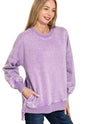 Acid Wash Fleece Hi-Low Hem Pullover
