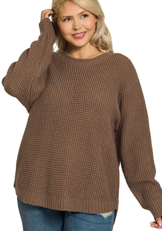 Plus Size Waffle Sweater