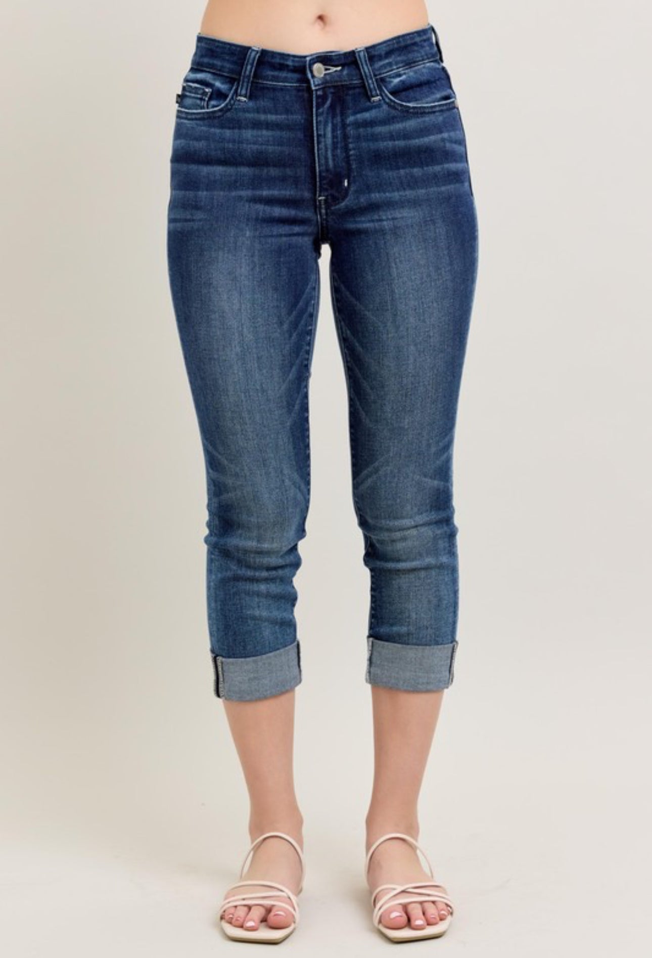 Judy Blue Dark Wash Cuffed Capri