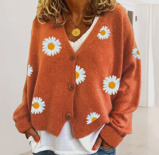 Orange Daisy Cardigan