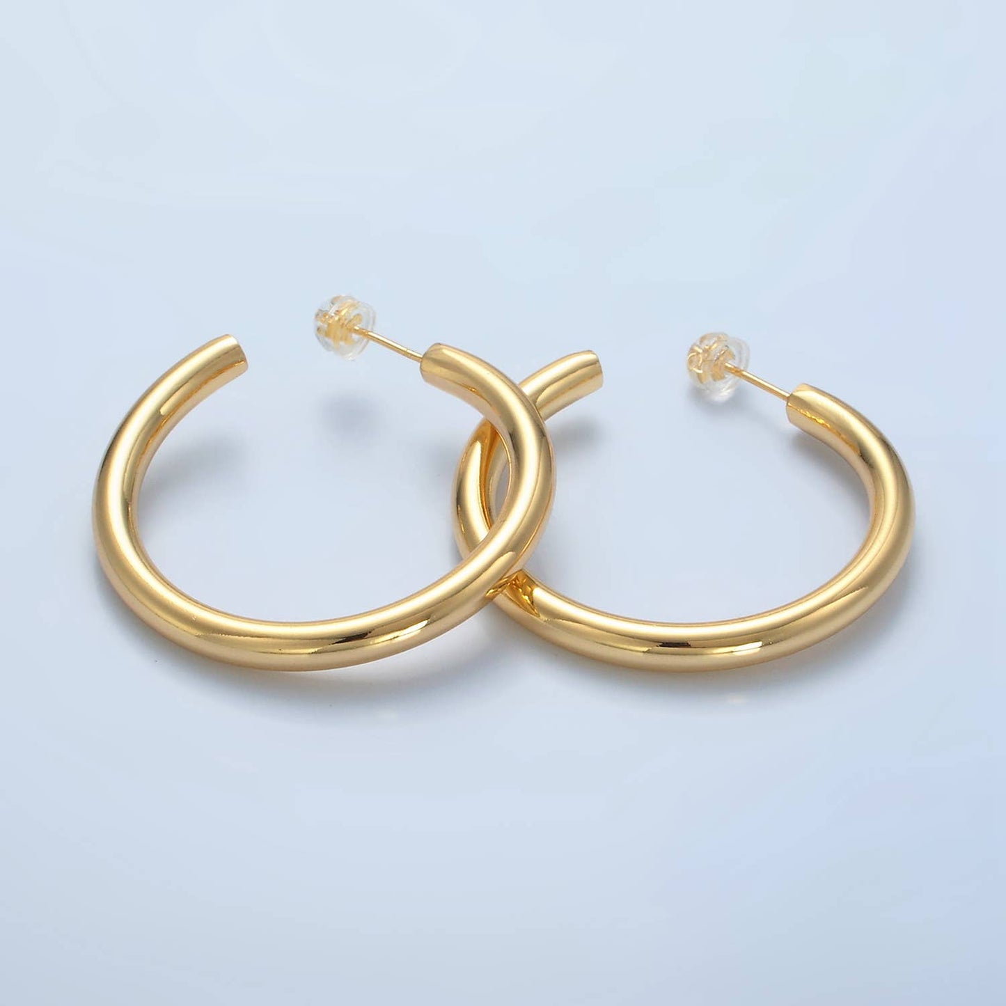 24K Gold Filled Minimalist 40mm Hoop Earrings