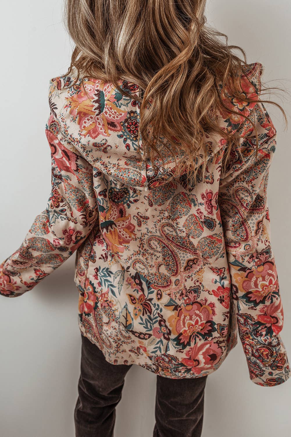 Paisley Floral Sherpa Lined Hooded Jacket