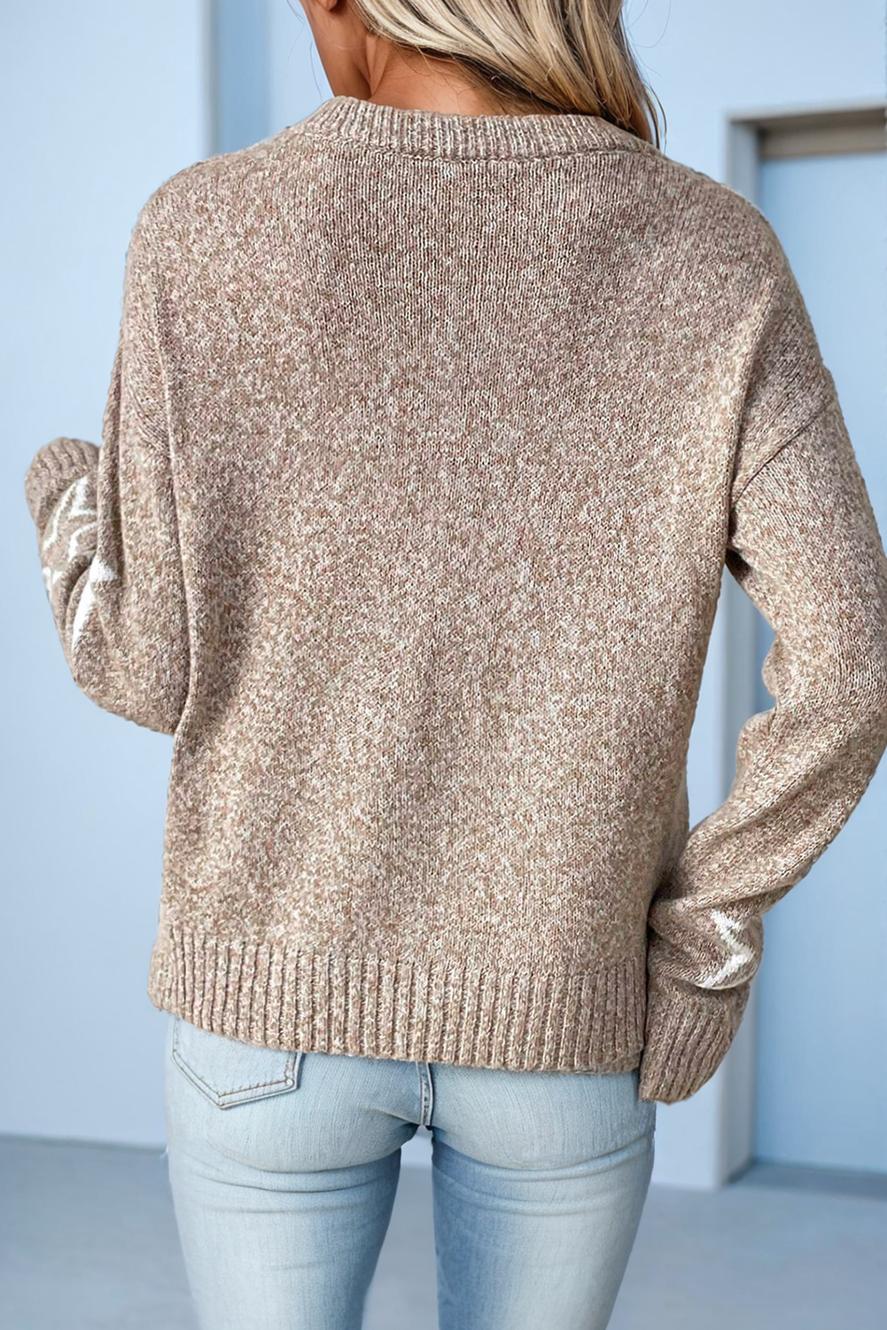 Women Star Print Round Neck Sweater | S-2XL