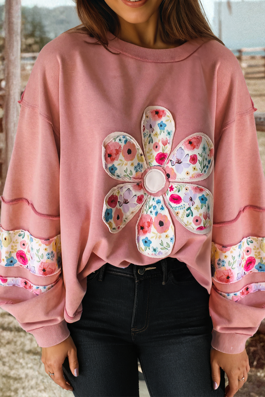 Flower Applique Patch Sweatshirt