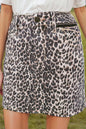 Western Leopard Denim Mini Skirt