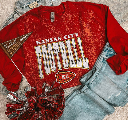 KANSAS CITY FOOTBALL BLEACHED SWEATSHIRT (RED SW)